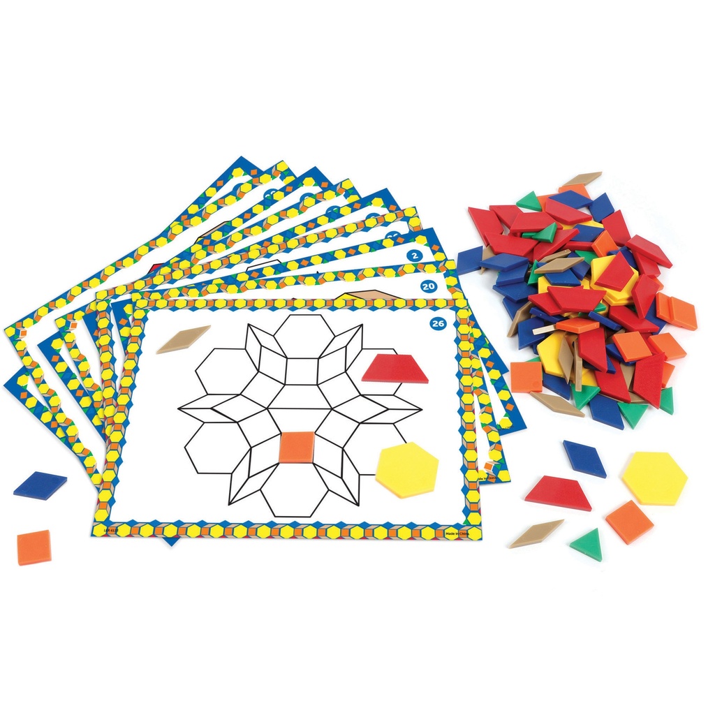 Learning Resources® Pattern Block Design & Discover Set — 124 blocks + 20 cards