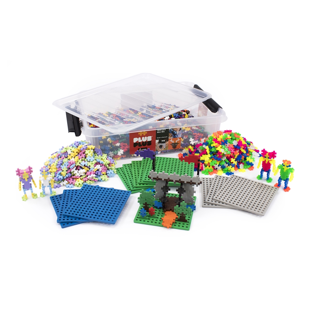 Plus-Plus® 3600 Piece Mixed Colors Tub with 12 Baseplates,4.5" x 4.5" baseplates, 3600 pieces + 12 baseplates 