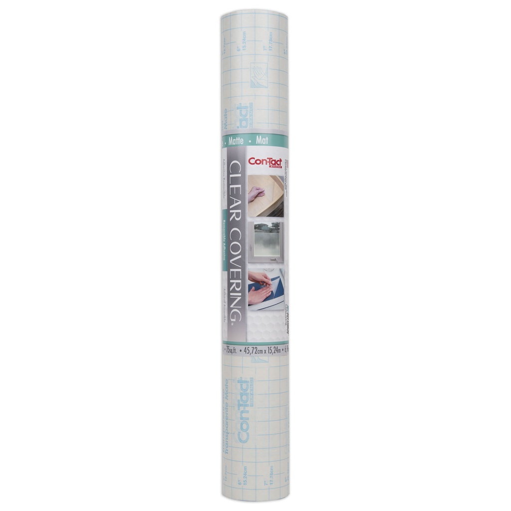 Con‑Tact Brand® Clear Cover™ Matte Adhesive Roll — 18" × 50' protective liner