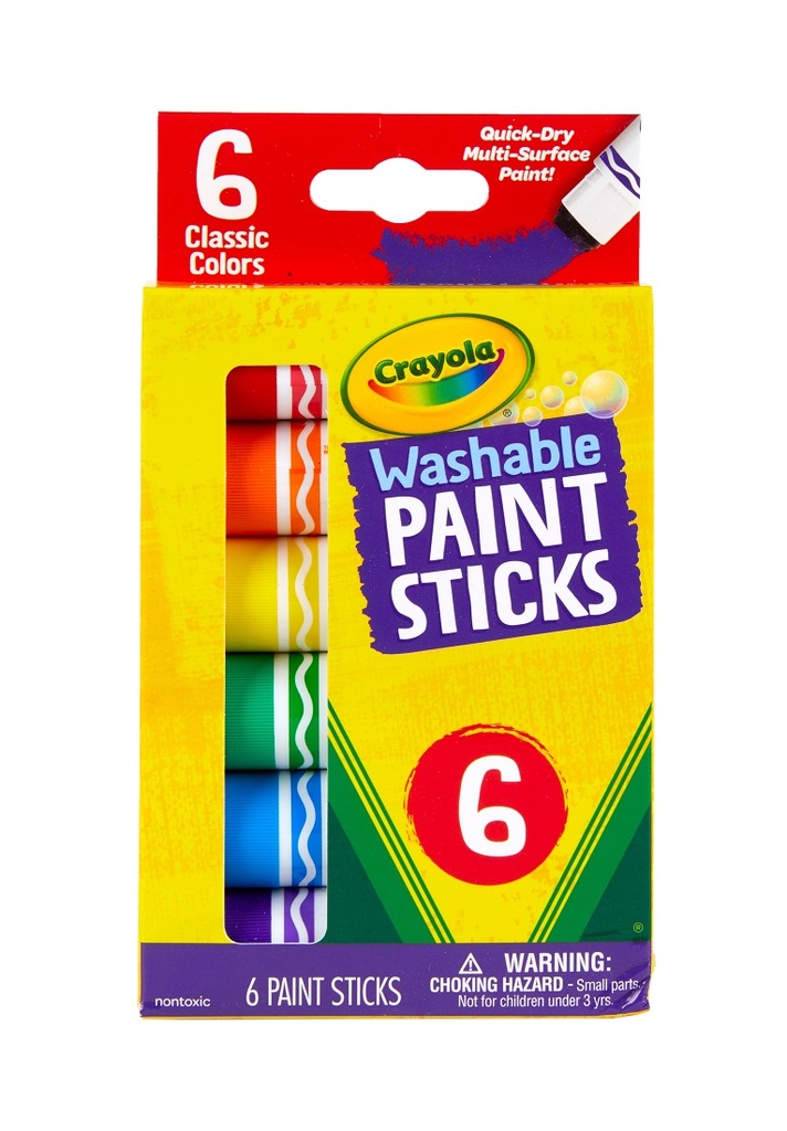 Crayola® Washable Paint Sticks — 6 count (classic colors)