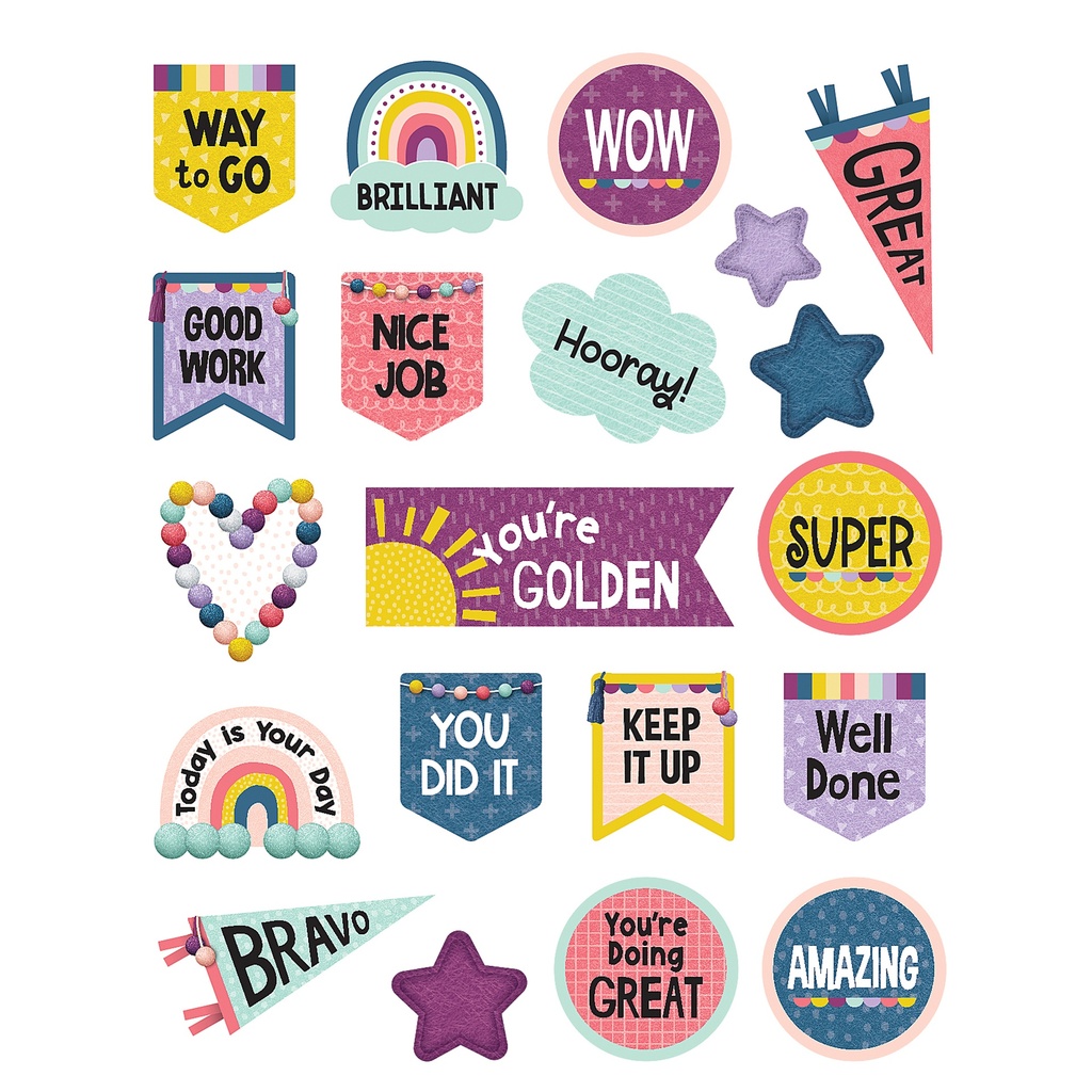 Teacher Created Resources® Oh Happy Day Stickers — 120 Stickers, ~1" — Acid-free, lignin-free reward and incentive stickers