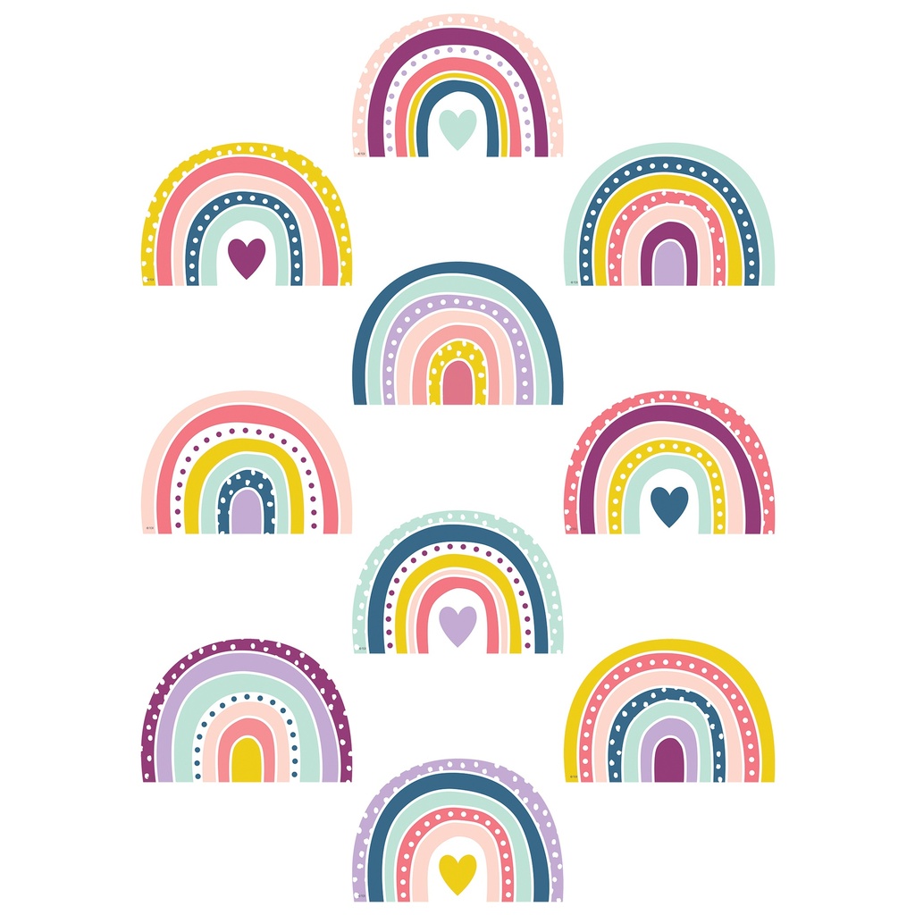 Teacher Created Resources® Oh Happy Day Rainbows Accents — 30 Pieces (10 Designs) — Rainbow cutouts for labeling, sorting, and bulletin boards