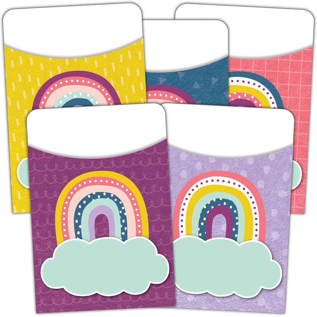 Teacher Created Resources® Oh Happy Day Library Pockets — Multi-Pack, 35 Pockets, 3½" × 5" — Multi-use library pockets for classroom organization and management