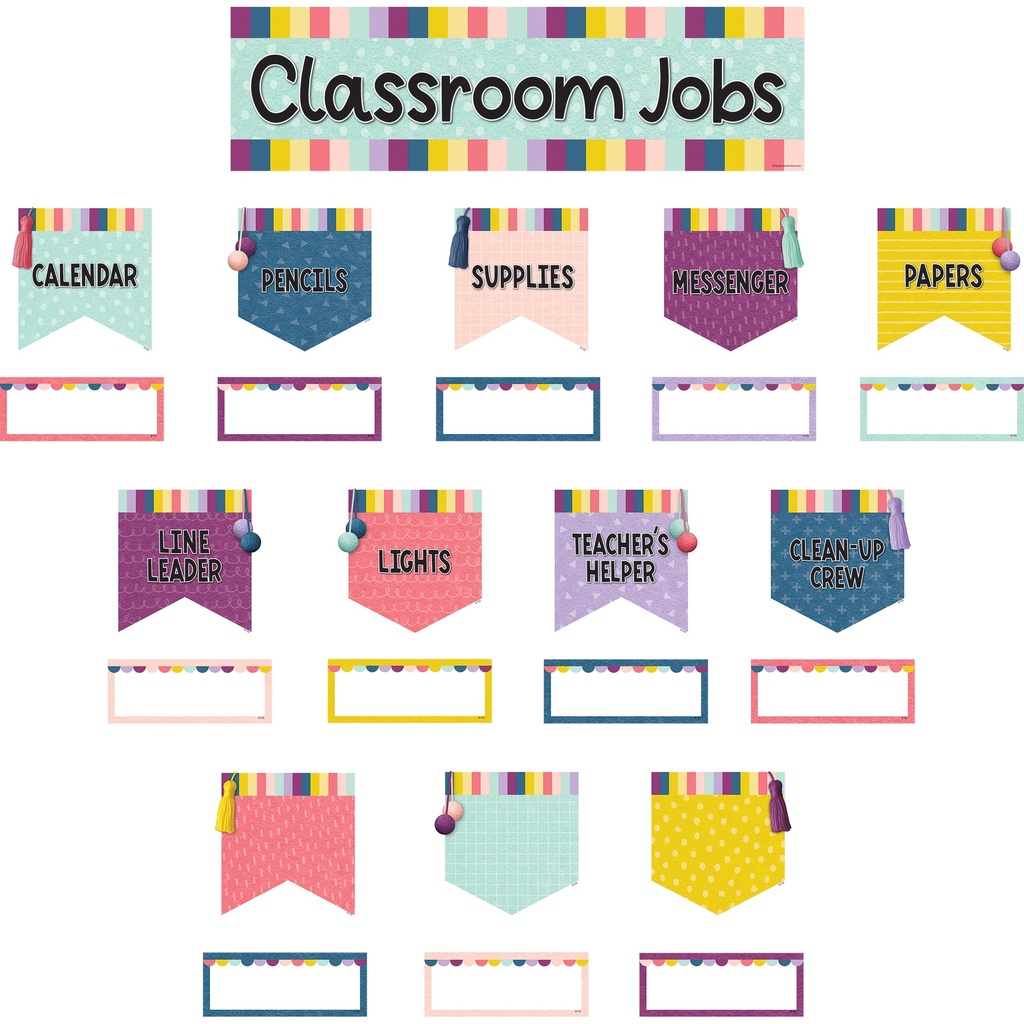 Teacher Created Resources® Oh Happy Day Classroom Jobs Mini Bulletin Board — 49 Pieces — Mini set for posting classroom jobs with student labels