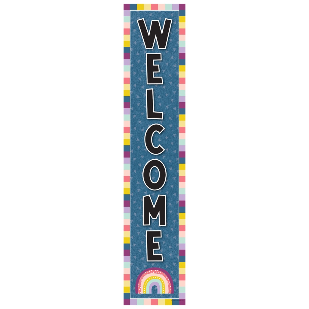 Teacher Created Resources® Oh Happy Day Welcome Banner — 8" × 39" — Foldable, UV‑coated classroom welcome banner