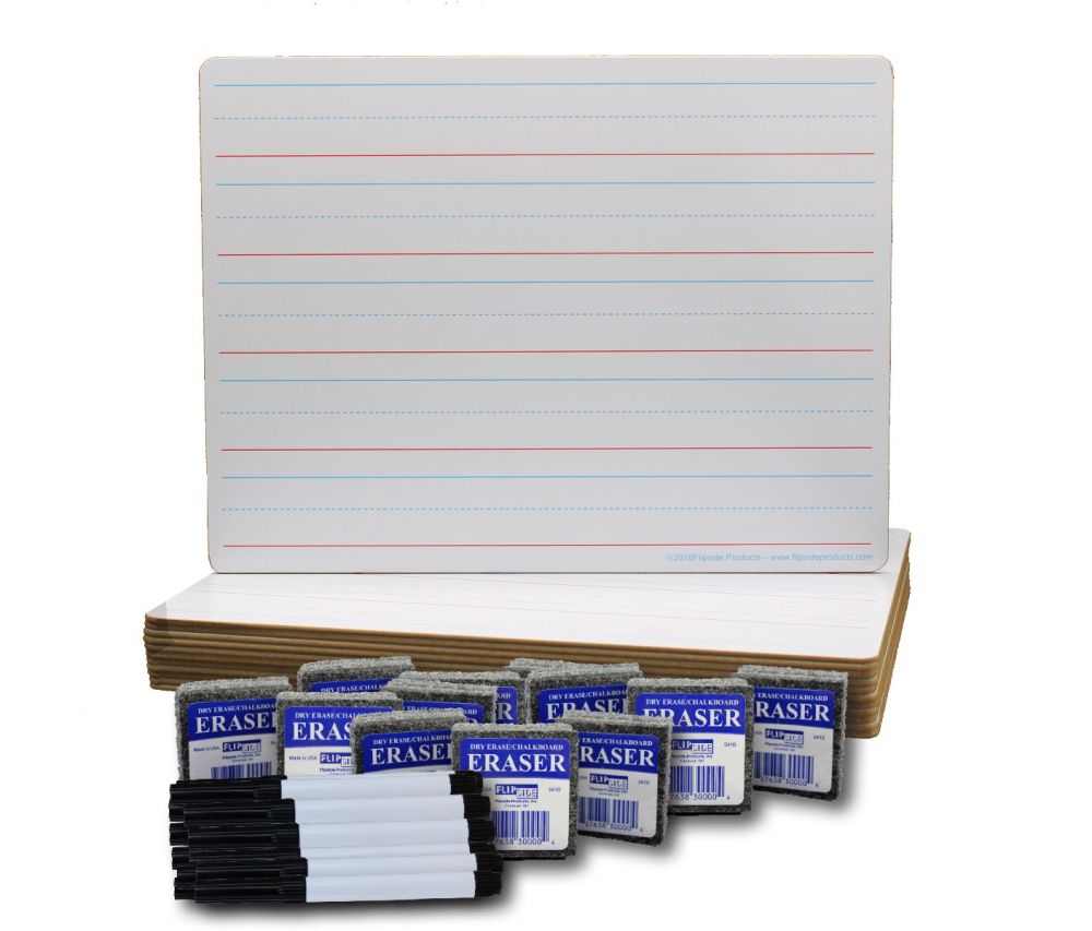 12ct Ruled 9&quot; x 12&quot; Dry Erase Board Classroom Pack (10034CP FS)