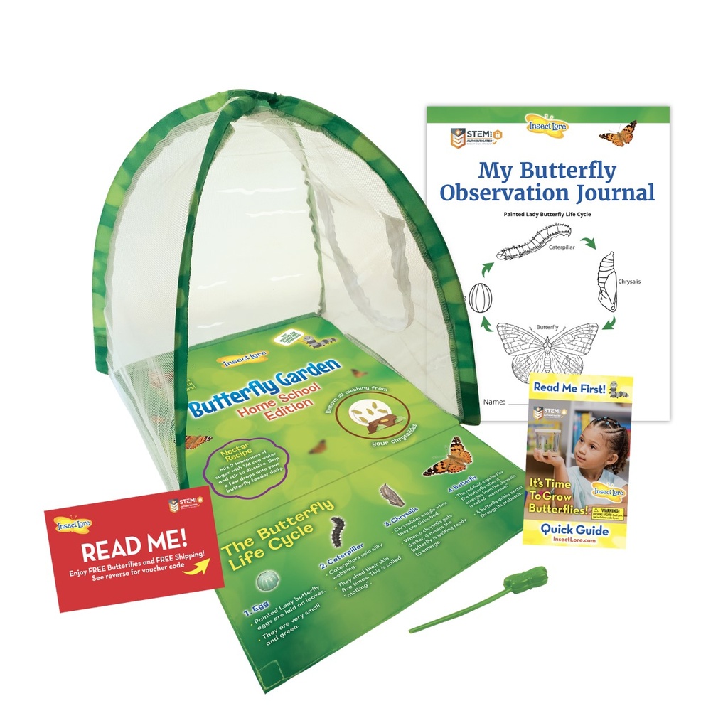 Insect Lore® Butterfly Garden® Homeschool Edition,12" habitat, 1 Kit (voucher for 5 caterpillars) 