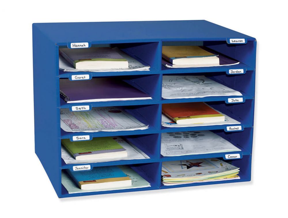 Classroom Keepers® Mailbox, 10-Slot, Blue, 16-5/8" H x 21" W x 12-7/8" D, 10 slots 
