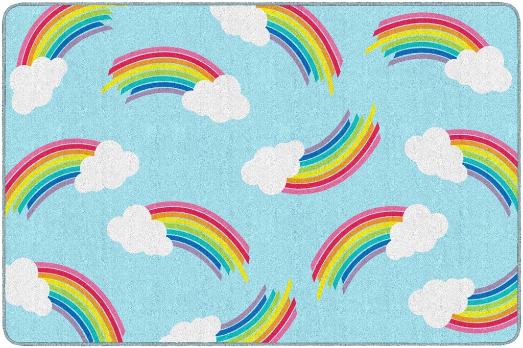 Schoolgirl Style Hello Sunshine Whimsical Rainbows 5' X 7'6&quot; Rectangle Carpet 