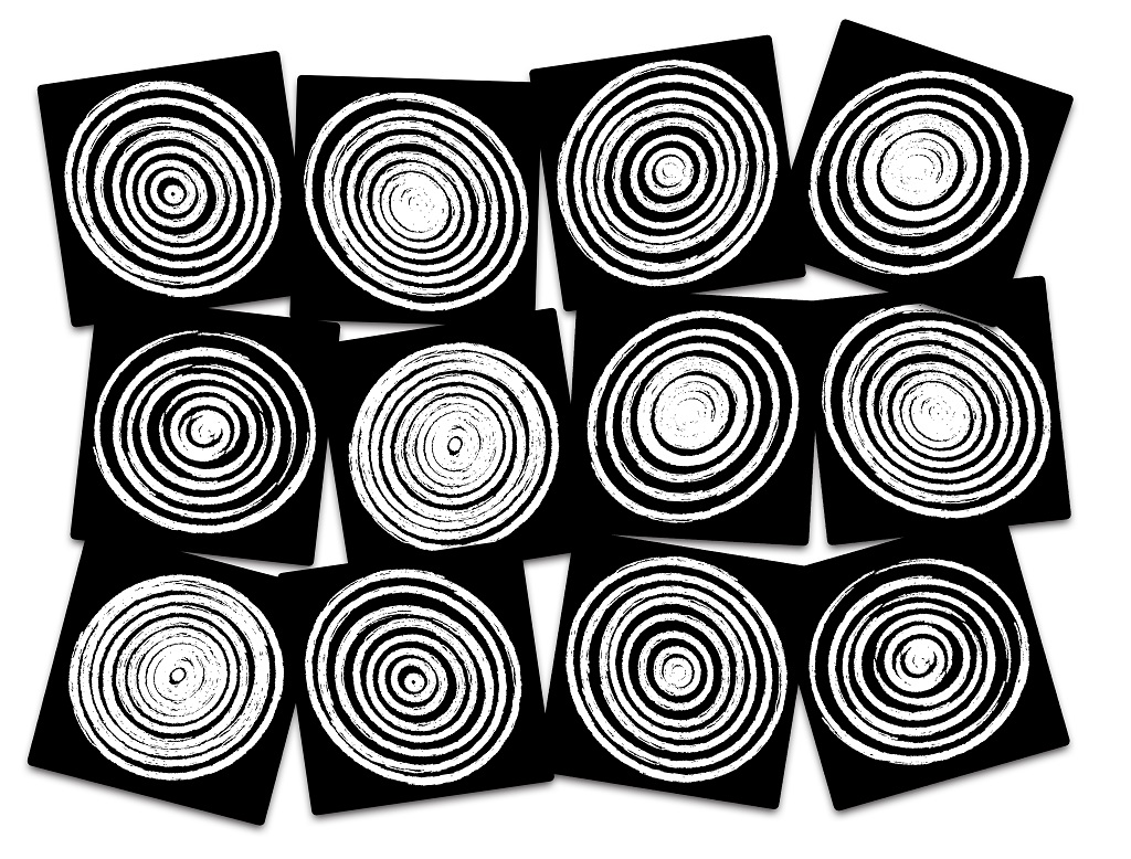Circles Black And White Set Of 12 Seating Squares (CW186015S12 CS)