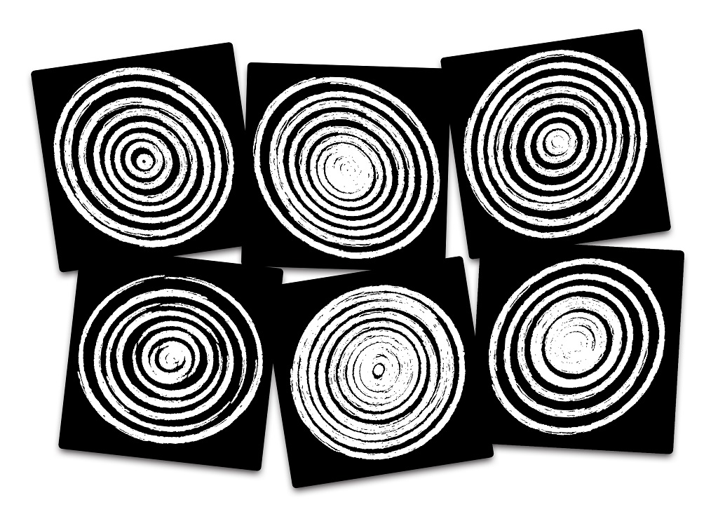 Circles Black And White Set Of 6 Seating Squares (CW186015S6 CS)