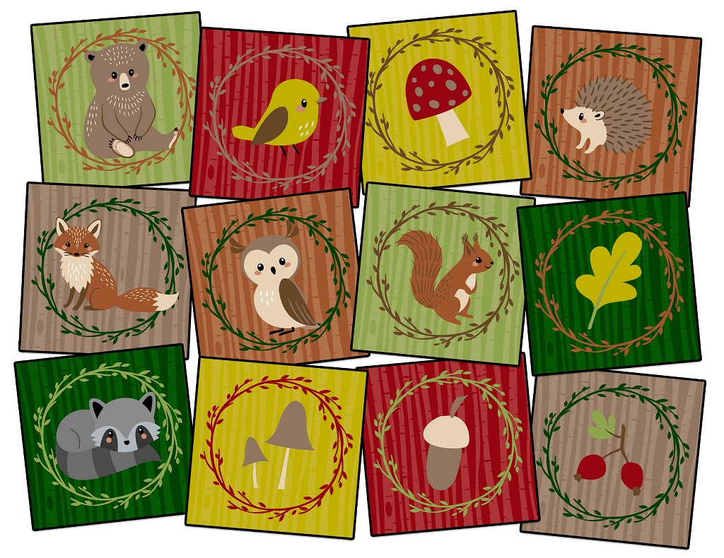 Woodland Friends Seating Set Of 12 Seating Squares (CW188015S12 CS)