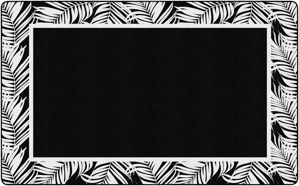 Simply Stylish Black & White Greenery Border 5' X 7'6" Rectangle Carpet