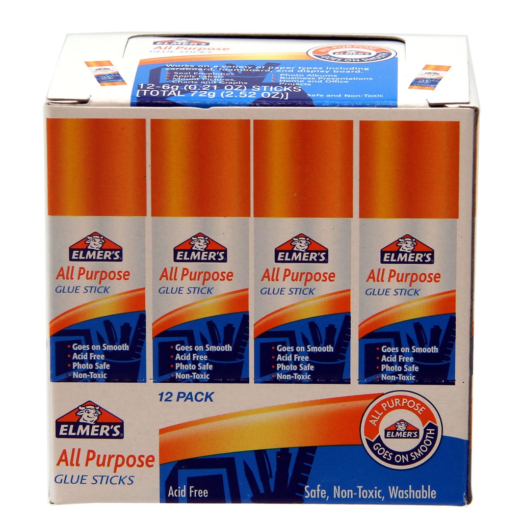 Elmer’s® All Purpose Glue Sticks — Clear, 0.21 oz, 12/Pack
