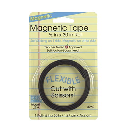 Miller Studio / Magic-Mounts® Self‑Sticking Magnetic Tape Roll, 1/2" × 30", Reusable Mounting & Organization