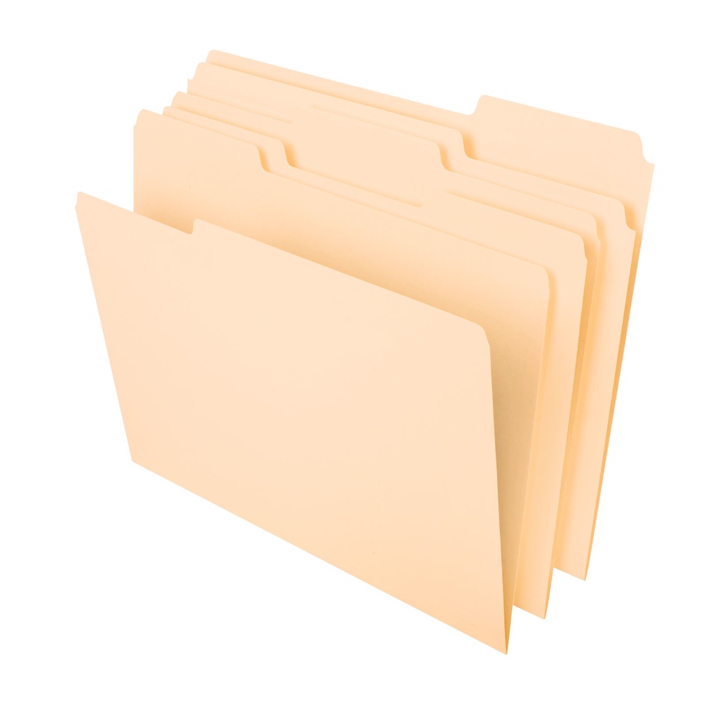 Pendaflex® Essentials File Folders — Letter Size, 1/3‑Cut Tabs, 100/Box
