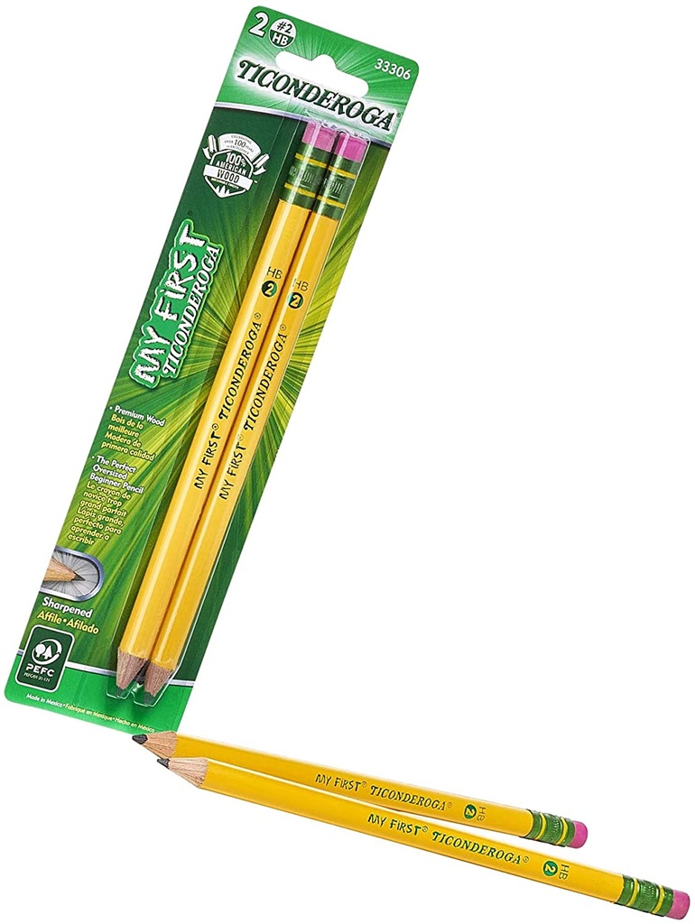 2ct My First Ticonderoga Pre-Sharpened Pencil W/Eraser Pack