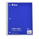 1‑Subject Notebook, Wide Ruled, Blue, 70 Sheets