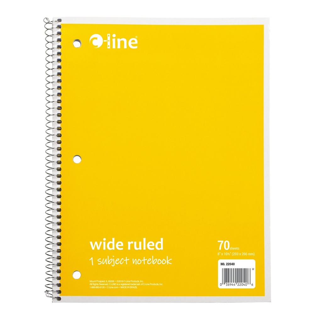 Yellow One Subject 70 Sheet Notebook
