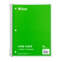1‑Subject Notebook, Wide Ruled, Green, 70 Sheets