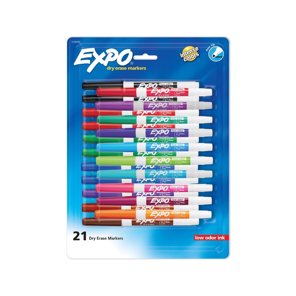 21 Color Vibrant Expo  Low-Odor Dry Erase Fine Tip Markers