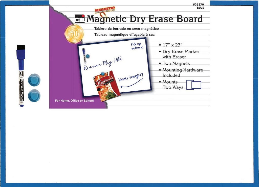Magnetic Markerboard with Markers, Magnets &amp; Eraser
