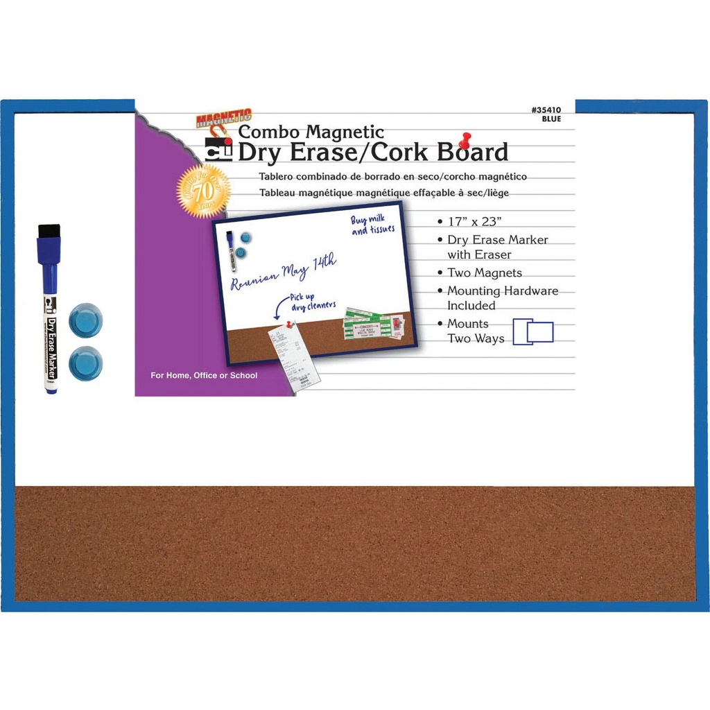 Magnetic Corkboard & Markerboard with Markers, Magnets & Eraser