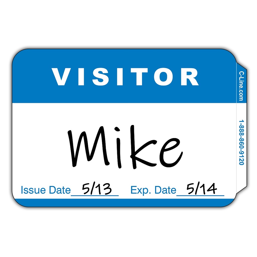 100ct Pressure Sensitive Visitor Badges