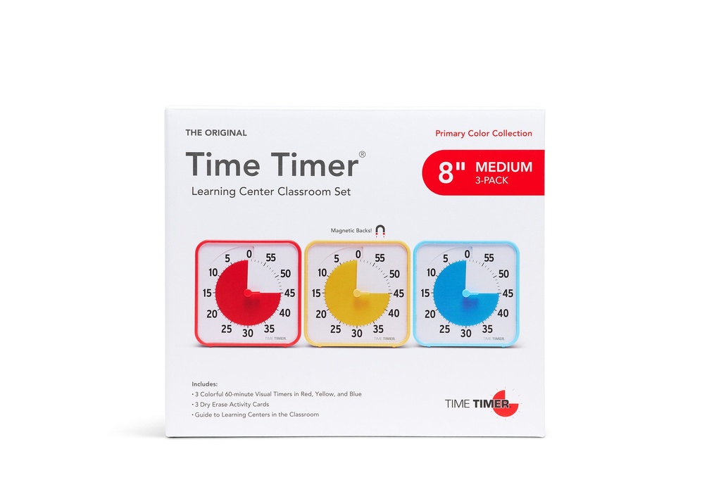 Time Timer® Original 8" — Primary Learning Center Classroom Set (Set of 3)