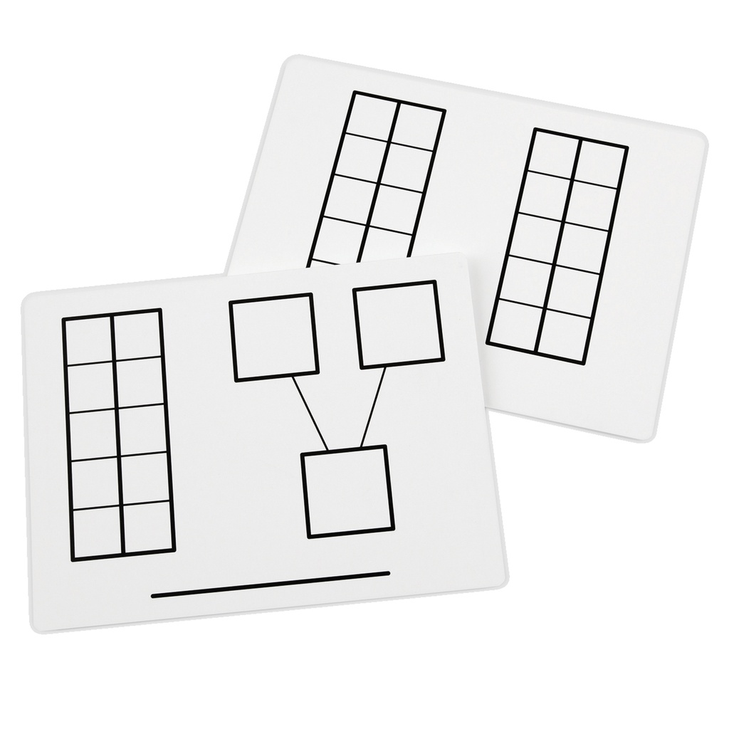 Didax® Write‑On/Wipe‑Off Ten‑Frame Mats, Set of 10,Each mat 9" x 12"