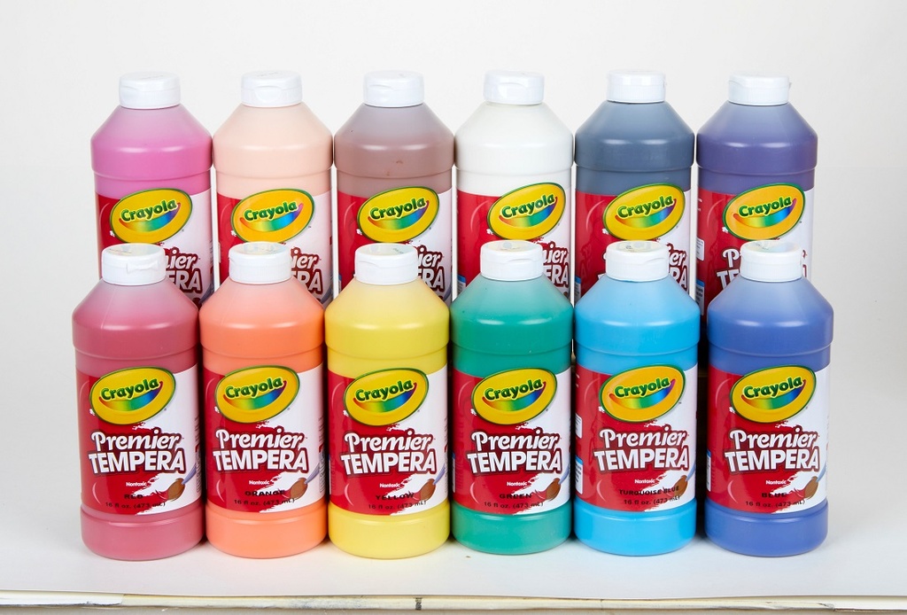 Crayola® Premier Tempera — 16 oz Bottles, Assorted Colors (Set of 12)