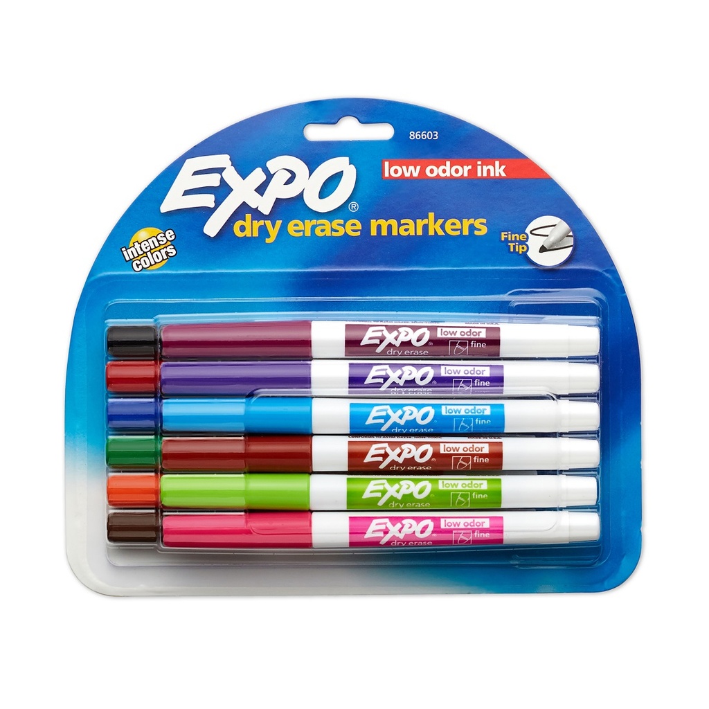 12 Color Fine Tip Expo Low Oder Dry Erase Markers
