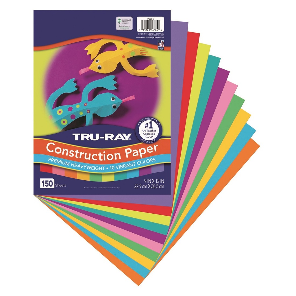 150ct Tru-Ray Vibrant Colors Construction Paper Assortment