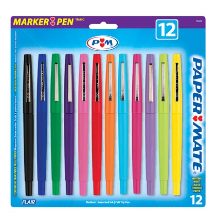 12 Color Med Point Paper Mate Flair Pens