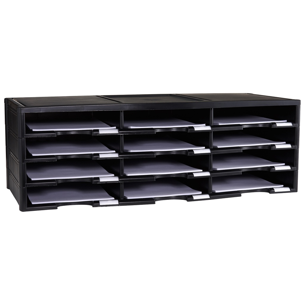 Storex® 12-Compartment Literature Organizer — stackable classroom mailboxes