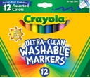 Crayola® Ultra‑Clean® Washable Markers — Conical Tip, 12 Count