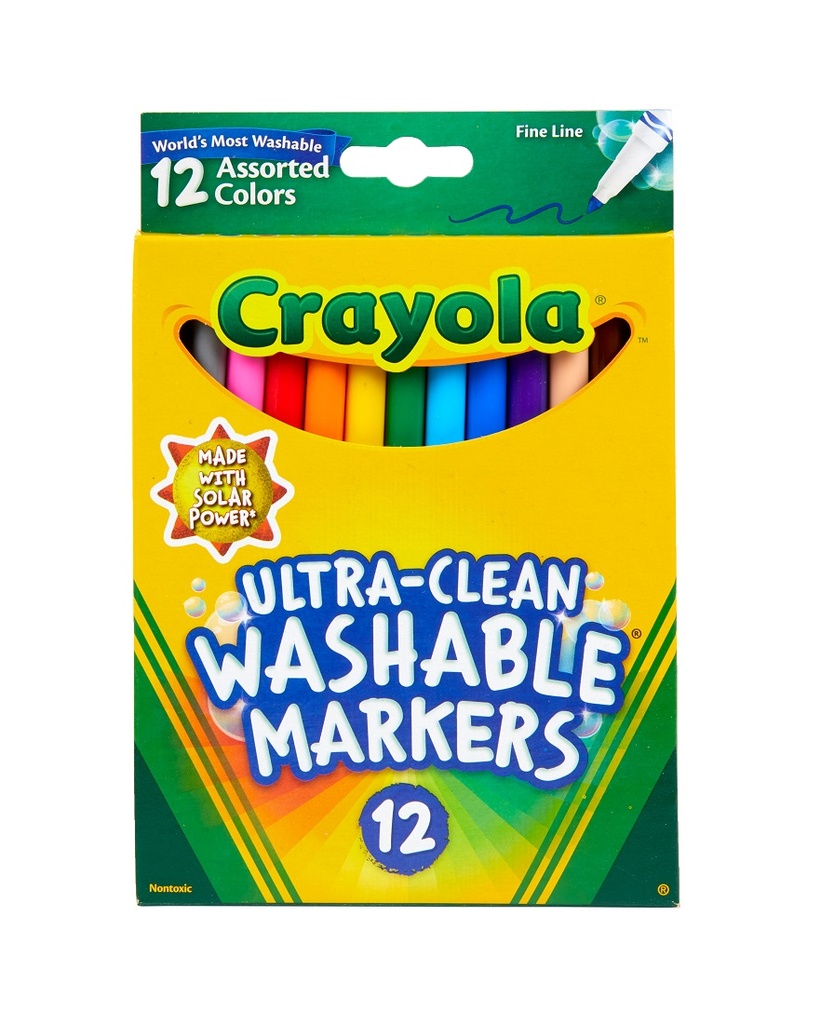 Crayola® Ultra‑Clean® Washable Markers — Fine Line, 12 Count