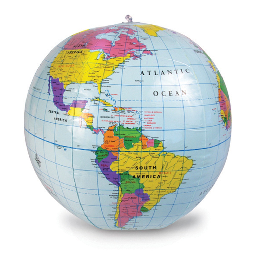 Inflatable World Globe, 12" Diameter