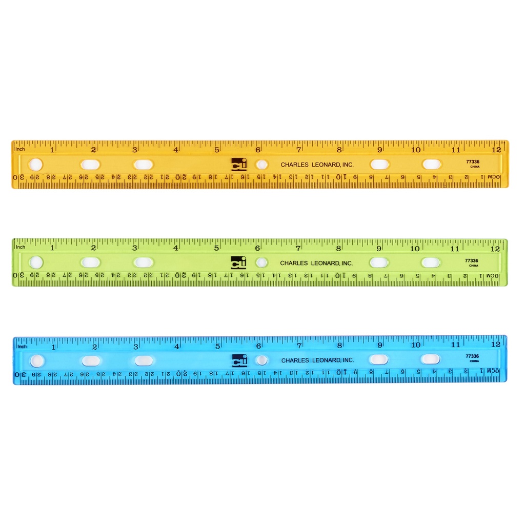 12 inch Colored Plastic Ruler Each