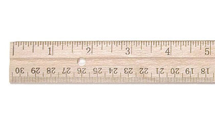 Charles Leonard® 12" Wood Double Beveled Ruler — Metal Edge Classroom Ruler