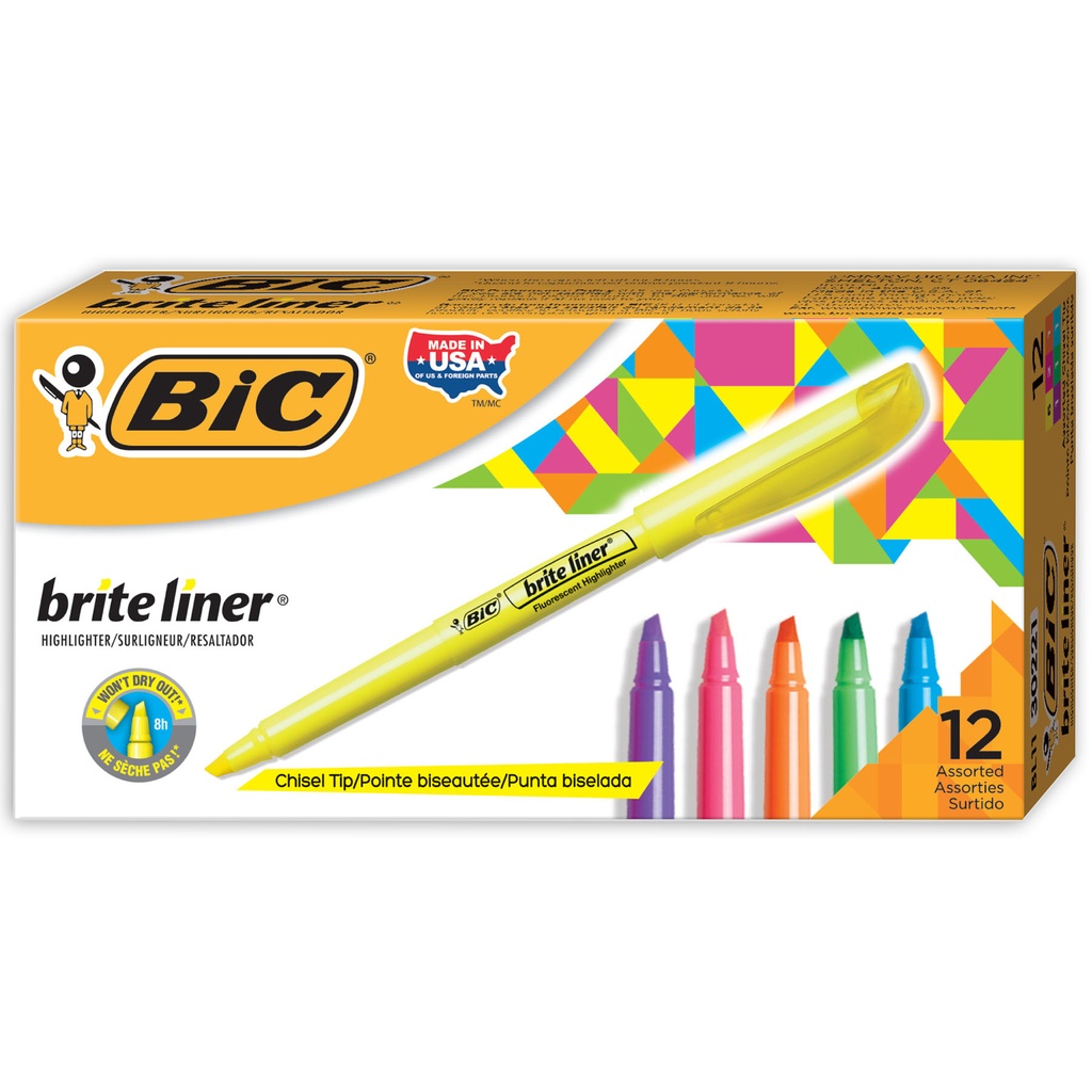 12ct Bic Brite Liner Highlighters