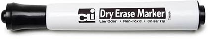 Charles Leonard® Dry Erase Markers, Chisel Tip, Black — 12/Box