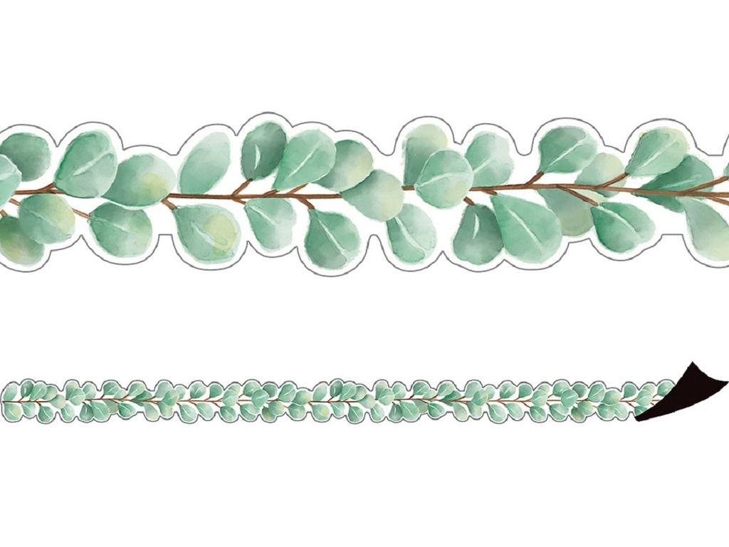 Teacher Created Resources® Eucalyptus Die-Cut Magnetic Border — Reusable Whiteboard Trim (24 ft)