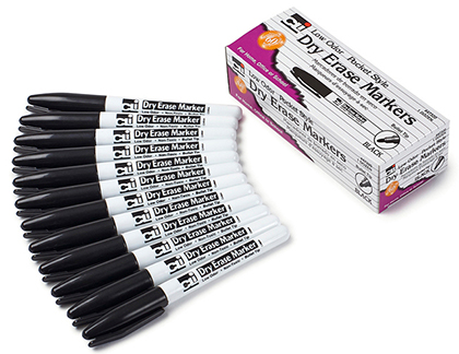 12ct Dry Erase Markers Pocket Style Black Bullet | 47320 CLI