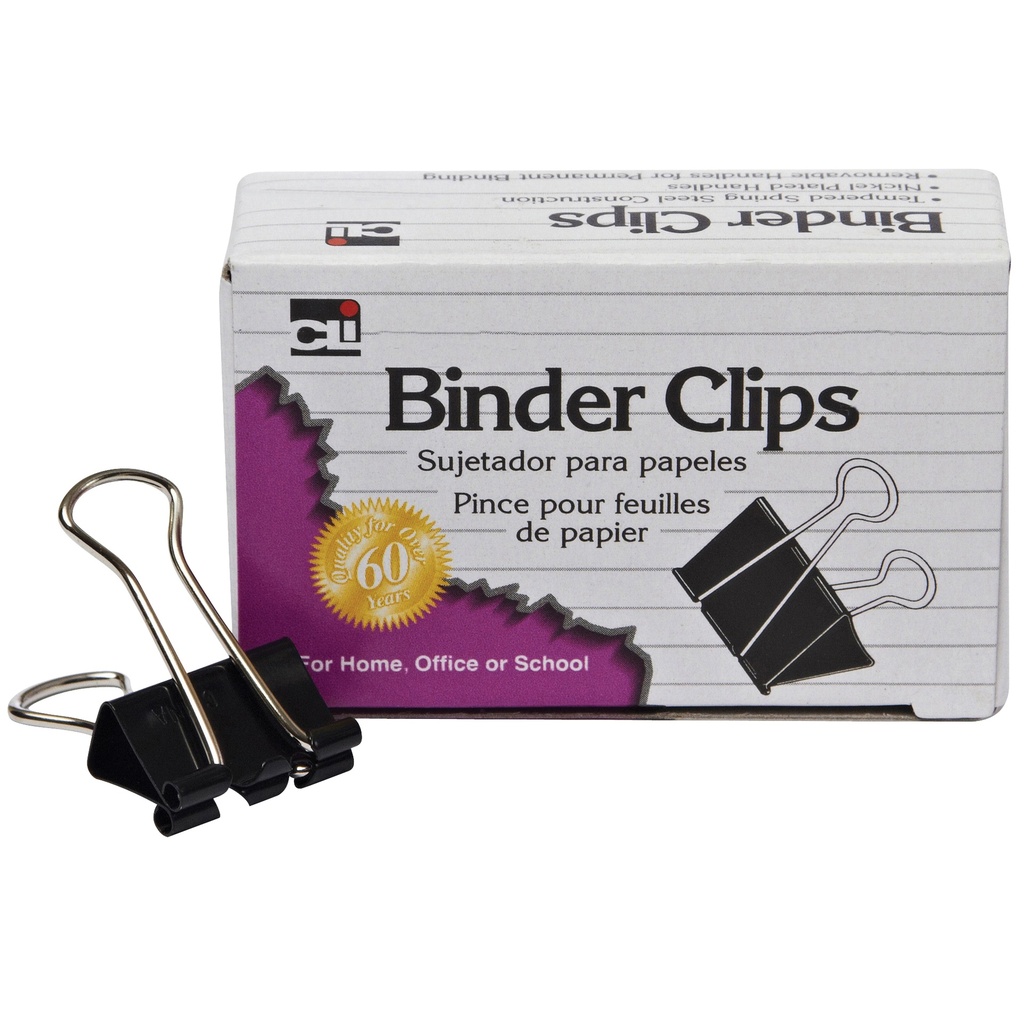 Charles Leonard® Binder Clips — Large, 1" Capacity (12/Box)