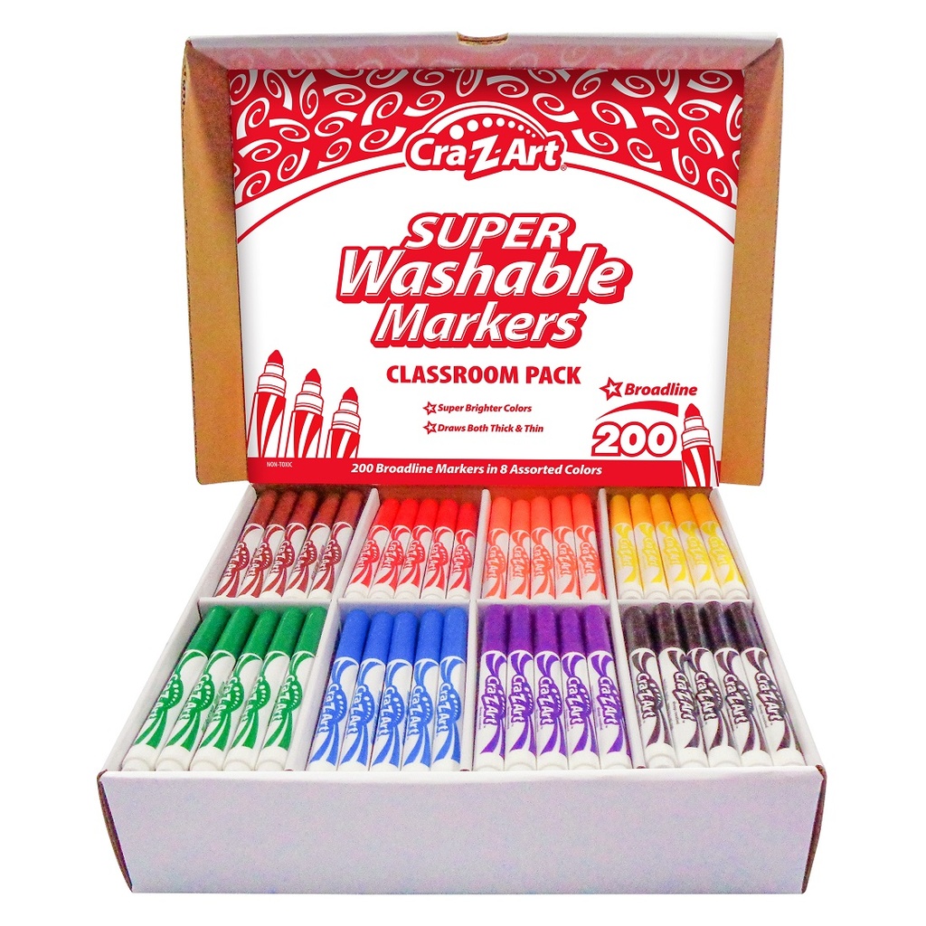Cra‑Z‑Art® Super Washable Broadline Markers — 8 colors, 200 count