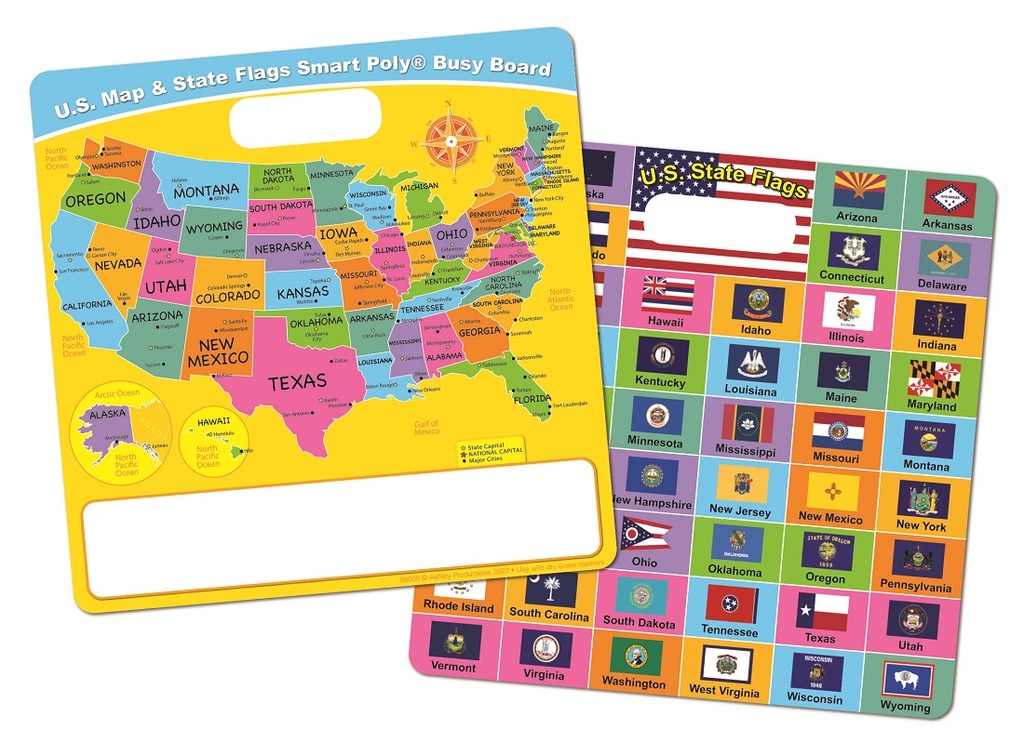 US Map &amp; State Flags Smart Poly Busy Board