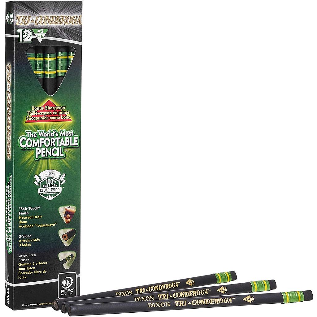 Tri‑Conderoga™ #2 Pencils with Sharpener, 12/Box