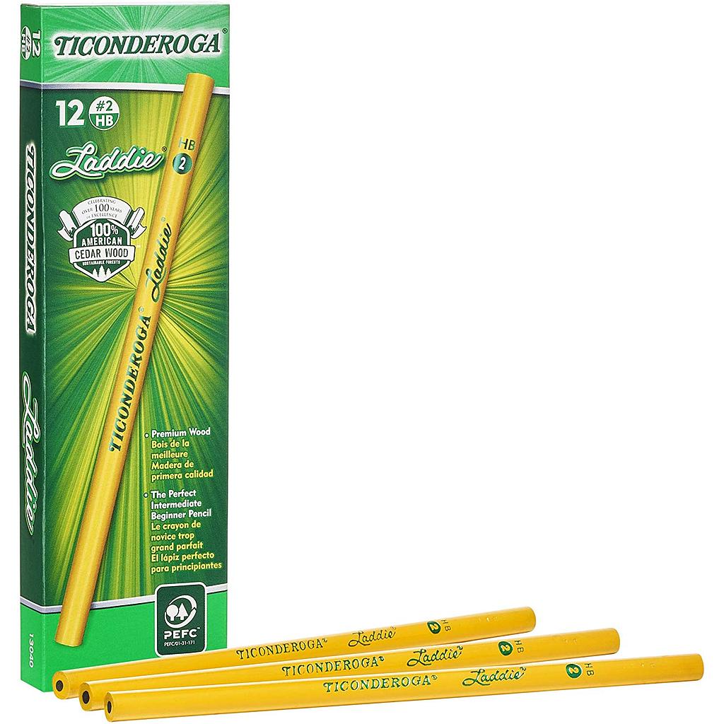 Ticonderoga® Laddie® Triangular #2 Pencils, Without Erasers, 12/Box,11/32" diameter, 12 pencils 