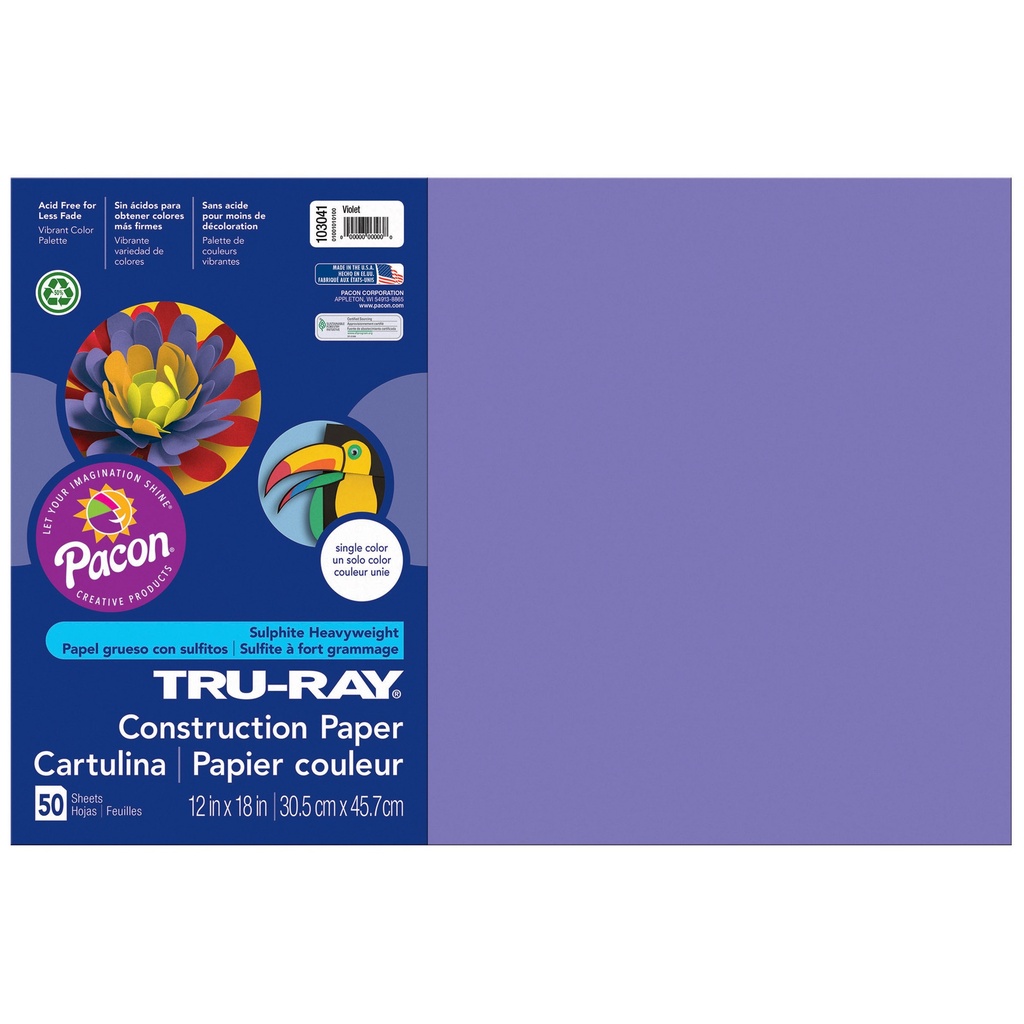 12x18 Violet Tru-Ray Construction Paper 50ct Pack